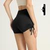 Hot Style Ruched Peach Yoga Shorts - Tight, Drawstring, No T-Line, Three-Point Design