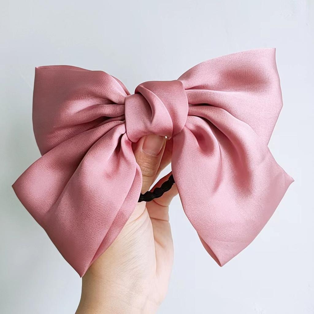 1PC Red Big Bow Headwear Hair Accessories Girl Temperament Back Hair Clip Spring Clips Korean Satin Hairpin Rubber Bands