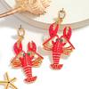Ocean Series Personalized Earrings Diamond Lobster Decorative Earrings Lobster Earrings  Vacation