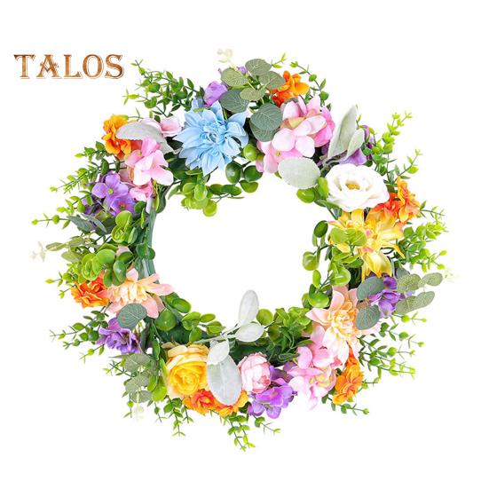 

Весенний венок на дверь 17,7 дюйма, цветочный венок из зелени, искусственные цветы, украшение входной двери фермерского дома на Пасху, наружный декор A