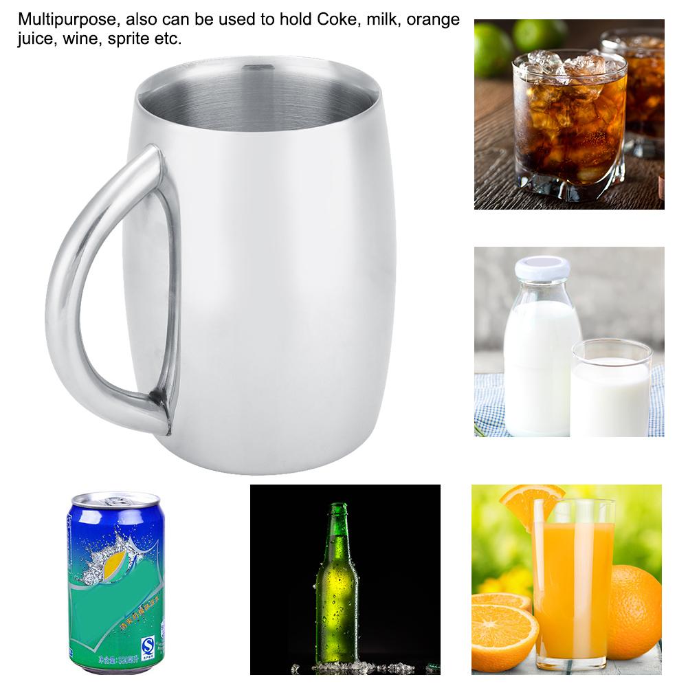 1 Stück Edelstahl Doppelwand Kaffeetasse Bier Teetasse mit Henkel für Küchengadget(# 2)