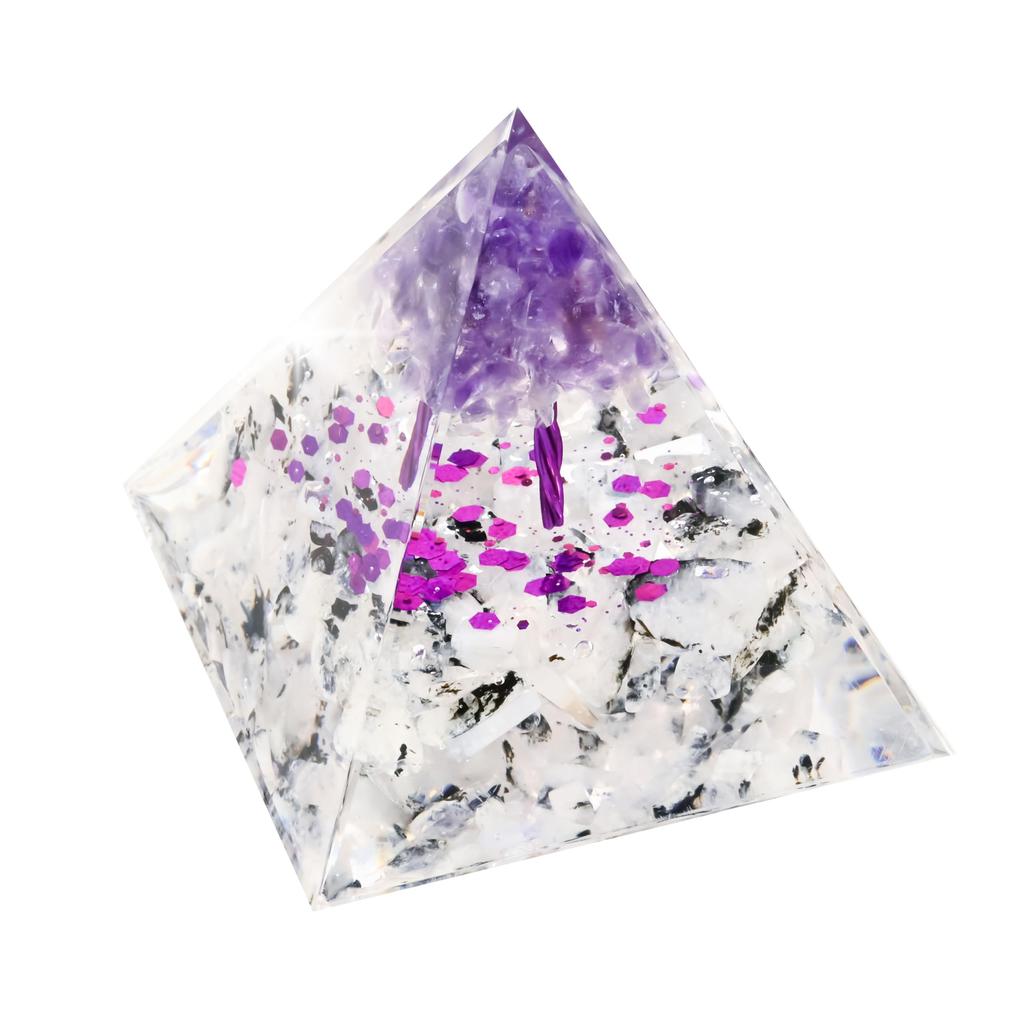 Orgonite Crystal Orgone Pyramid Tree of Life Energy Tower Nature Reiki Healing Chakra Crushed Stone Object 6cm x 6cm (10)