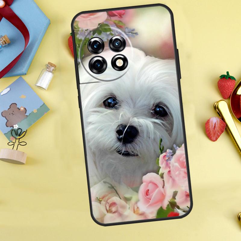 Cartoon Maltese Dog Case For OnePlus 13T 13R 12 12R 15 13 11 10 10T 8T Nord CE 2 3 4 Lite N20 N30 Nord 5 Cover