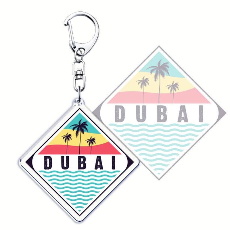 Classic Dubai City Travel Keychains Dxb Airport Tickets Key Chain Ring for Bag Hero Pendant Keyring Jewelry Fans Gifts