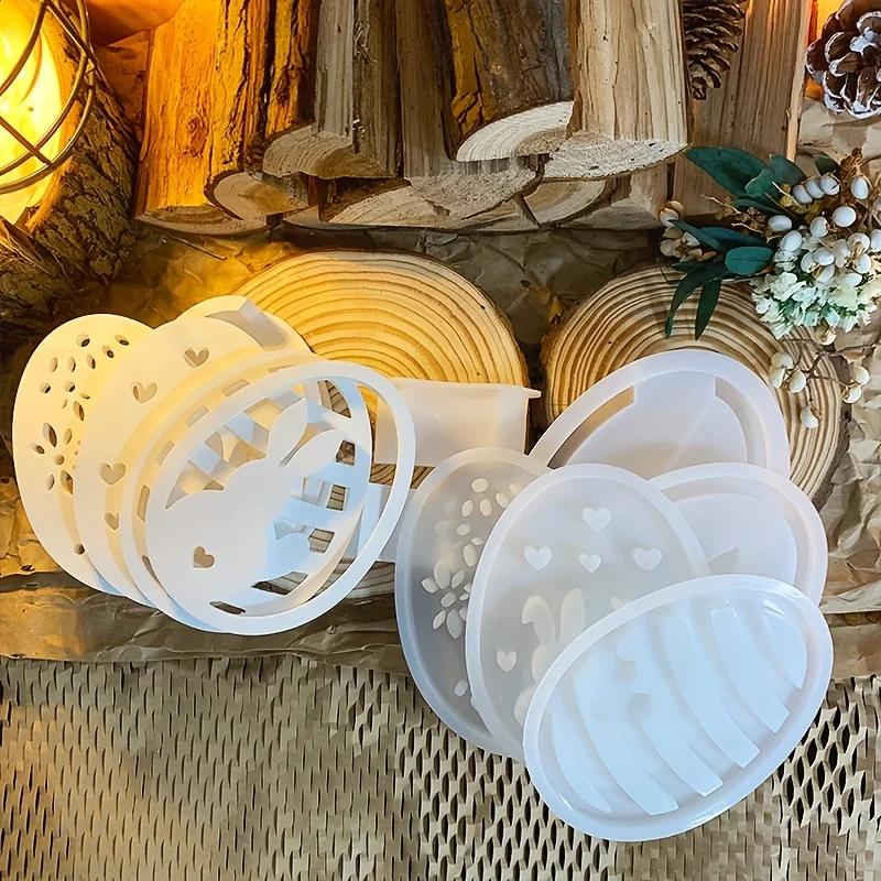 A Top-quality Easter Bunny Egg Hollow Lamp Silicone Mold for Cement Drop Crystal Crafting Silhouette Decoration Home Garden Art