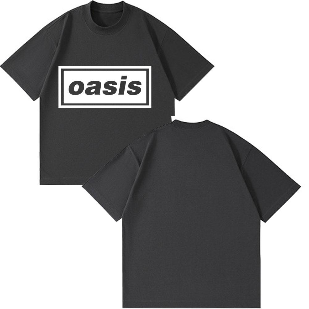 Rock Band O-Oasis Logo Print Vintage Men Women Clothes for Teens  Fashion Clothing Oversized Cotton Oversized Style T-shirts