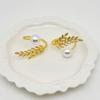 6Pcs Metal Napkin Rings Pearl Wheat Napkin Holder Fashion Napkin Buckle  for Wedding Birthday Party