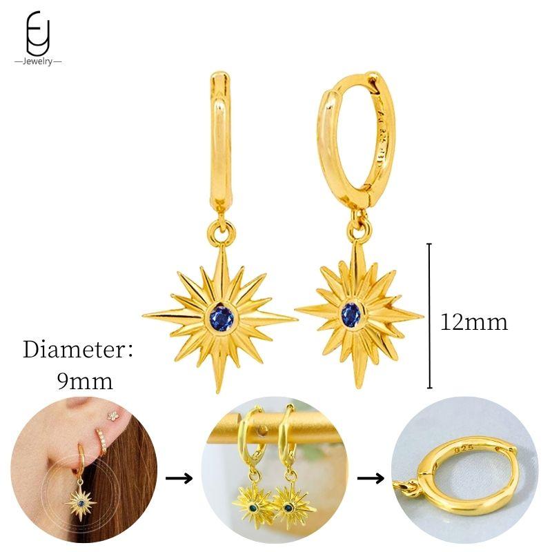 925 Sterling Silver Needle Vintage Heart/Shell Pendant Earrings Round/Square Plate Hoop Earrings for Women Party Fashion Jewelry