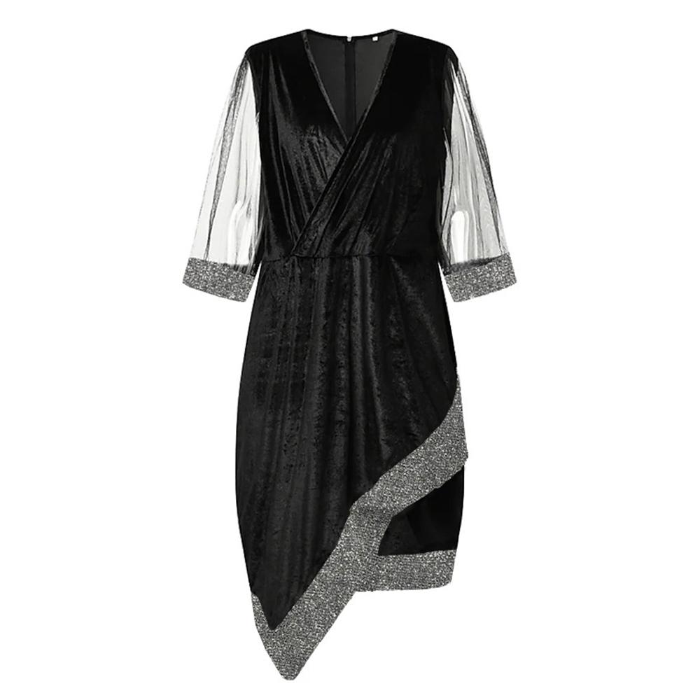 L-5XL Large Size Dress for Women Plus Size Black Vestidos Formal Occas Dress Elegant Long Skirt Party Female Clothin