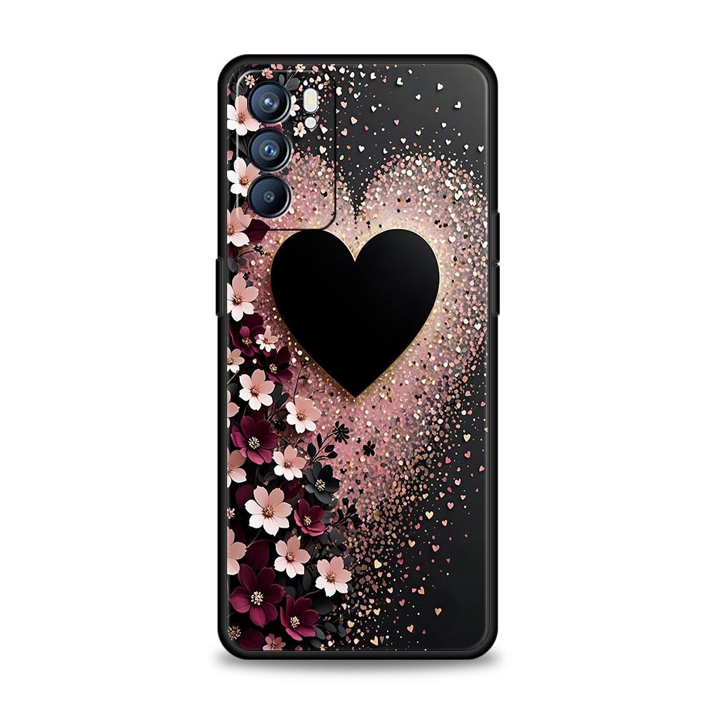 Colored Love Heart Printed Phone Case For Oppo Reno 13 12 11 10 7 F Find X5 X6 A98 A80 A79 A78 A57 A54 A31 A17 Pro 5G Soft TPU