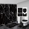 Marble Shower Curtain Set Creative Watercolor Ink Art Geometric Modern Bathroom Decor Floor Rug Bath Mats Toilet Lid Cover