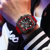 Fashion Red Silicone Watch Men Outdoor Sports Waterproof Men's Quartz Wristwatch Top Brand Luxury Square Quartz Chronograph