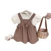 Charming Girls Two Piece Outfit 2024 New Summer Short Sleeve Dress Set For Kids