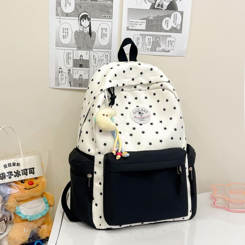 Schoolbag New Small Fresh College Student Junior High School Student Schoolbag Female Versatile Contrasting Color Casual Backpack Large Capacity