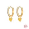 S925 Sterling Silver Plated 18K Real Gold Heart-Shaped Love Earrings, Ear Buckles, Oil Dripping Cartilage Earrings, Earrings, Earrings.