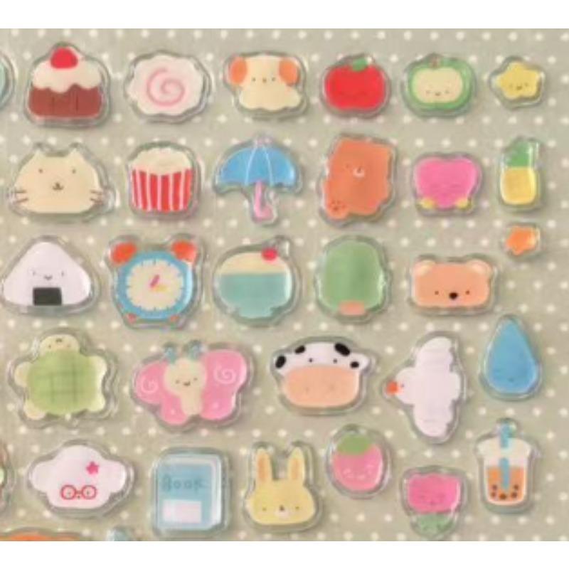 Cute Transparent Cartoon Sushi Burger Stickers for Scrapbook Phone Case Personalized DIY Decoration 1pc Arts Crafts