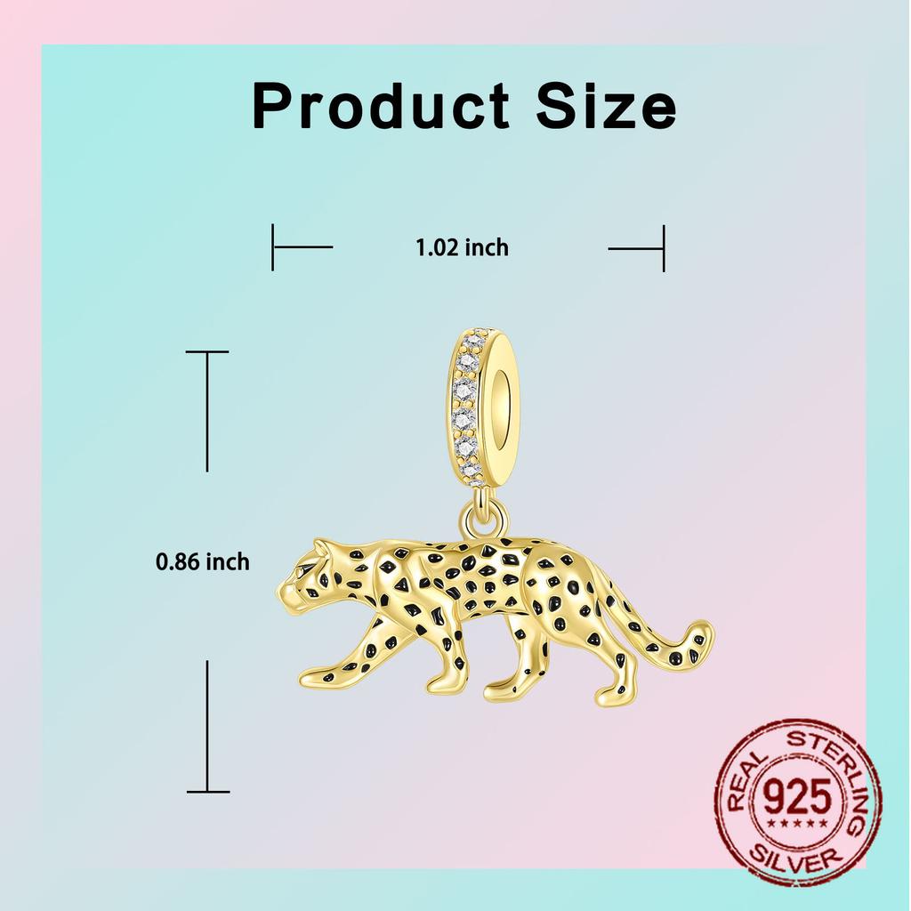 copper Golden Leopard Panther Animal Pendants Charm Compatible With 4MM Hole Diameter Bracelets Do It Yourself Bead Ms Jewellery Gift
