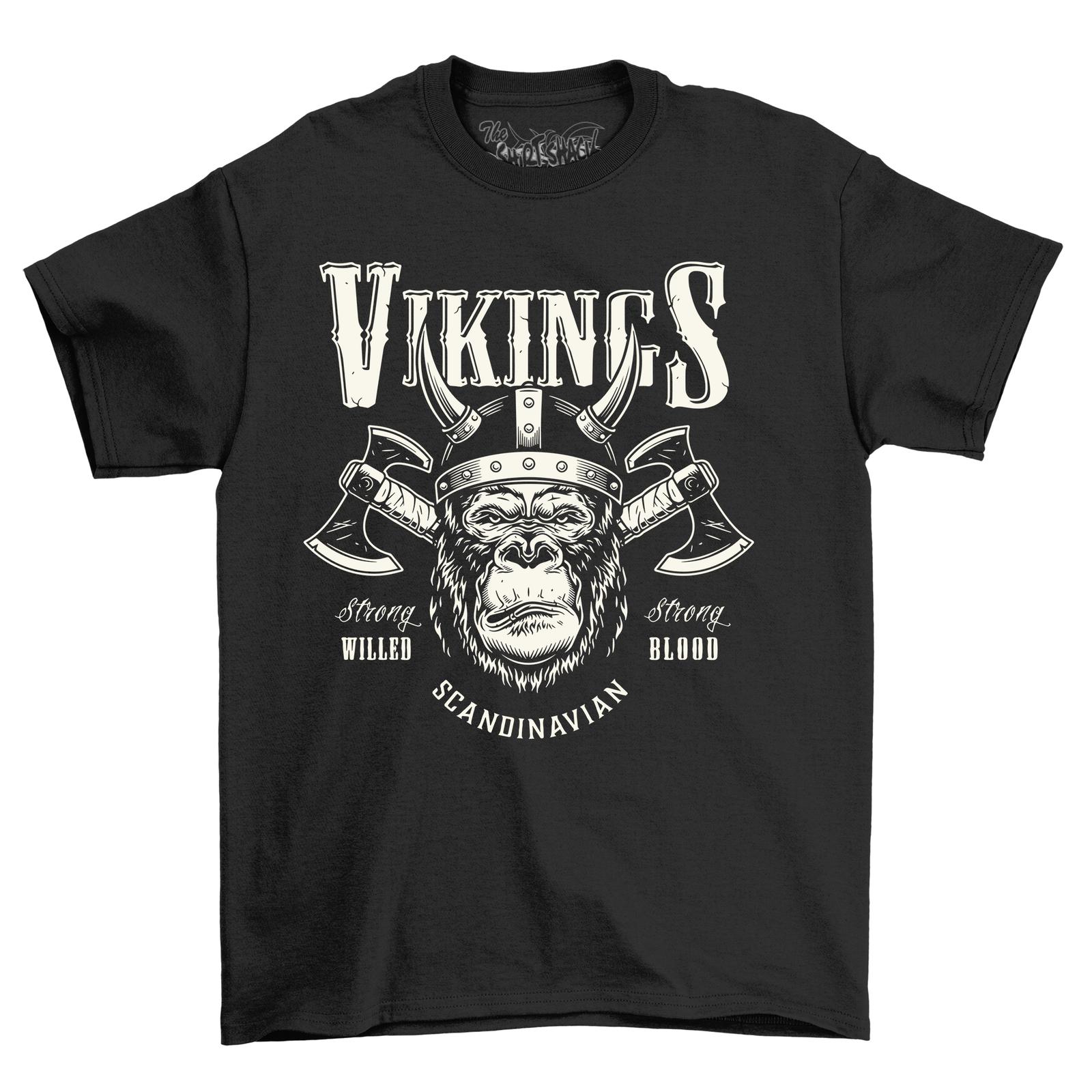 

Gorilla and Axe Viking T-Shirt Mens Womens Tees Top - Hilarious Norse Battle! Unisex Printed Design, Fu L