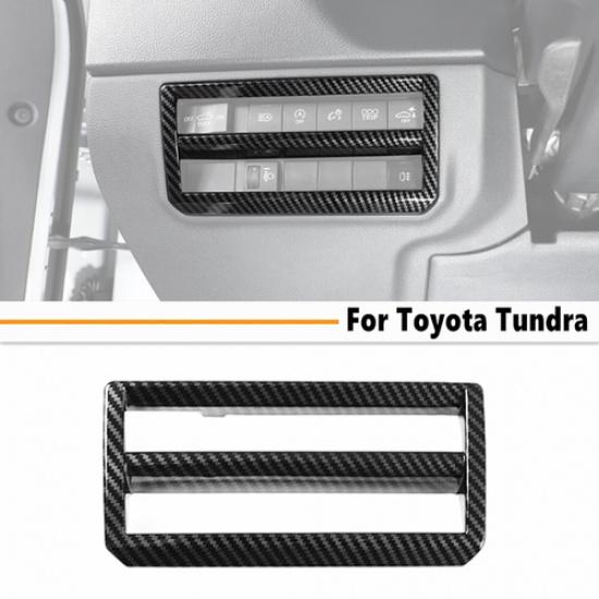 Carbon Fiber Style Headlight Switch Frame Cover Trim For Toyota Tundra -2025