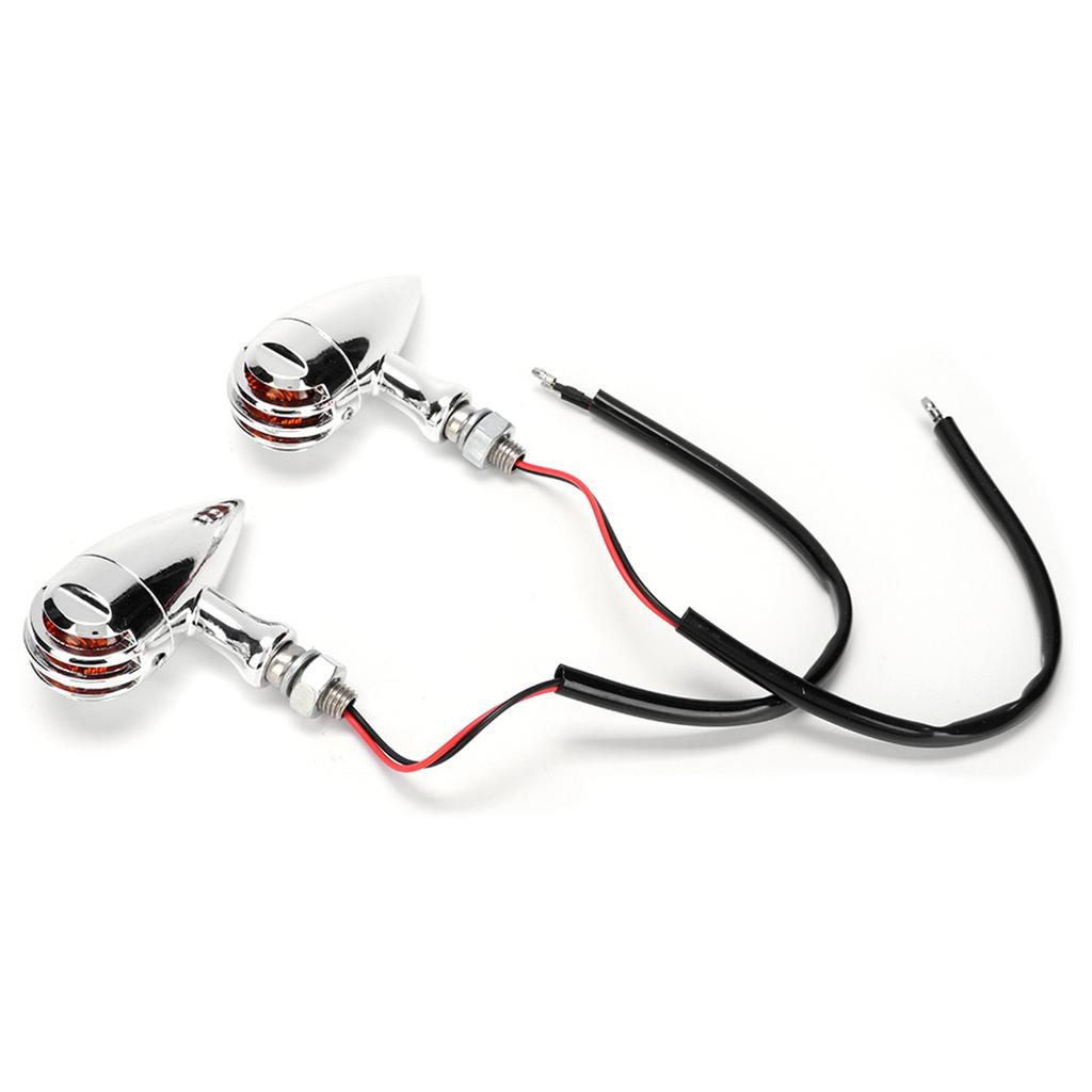 1 Pair Retro Style Universal Turn Signal Light Lamp Motorcycle Modification AccessoriesSilver