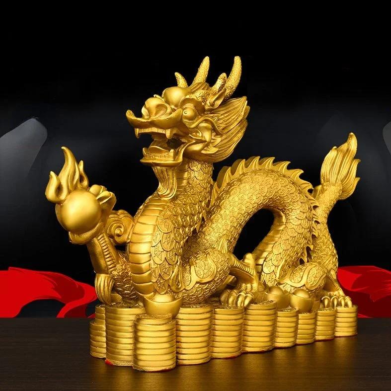 Brass Copper Dragon Ornament Hanlong Five-clawed Hundred Wealth Home Living Room Decor