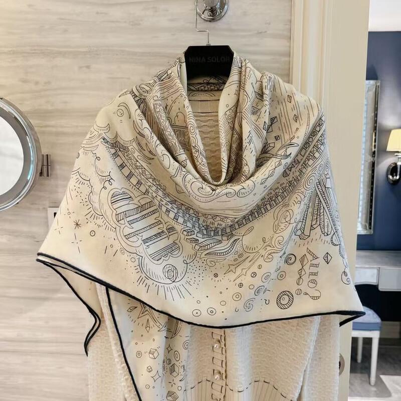 NINA SOLOR Silk Wool Blend Square Scarf