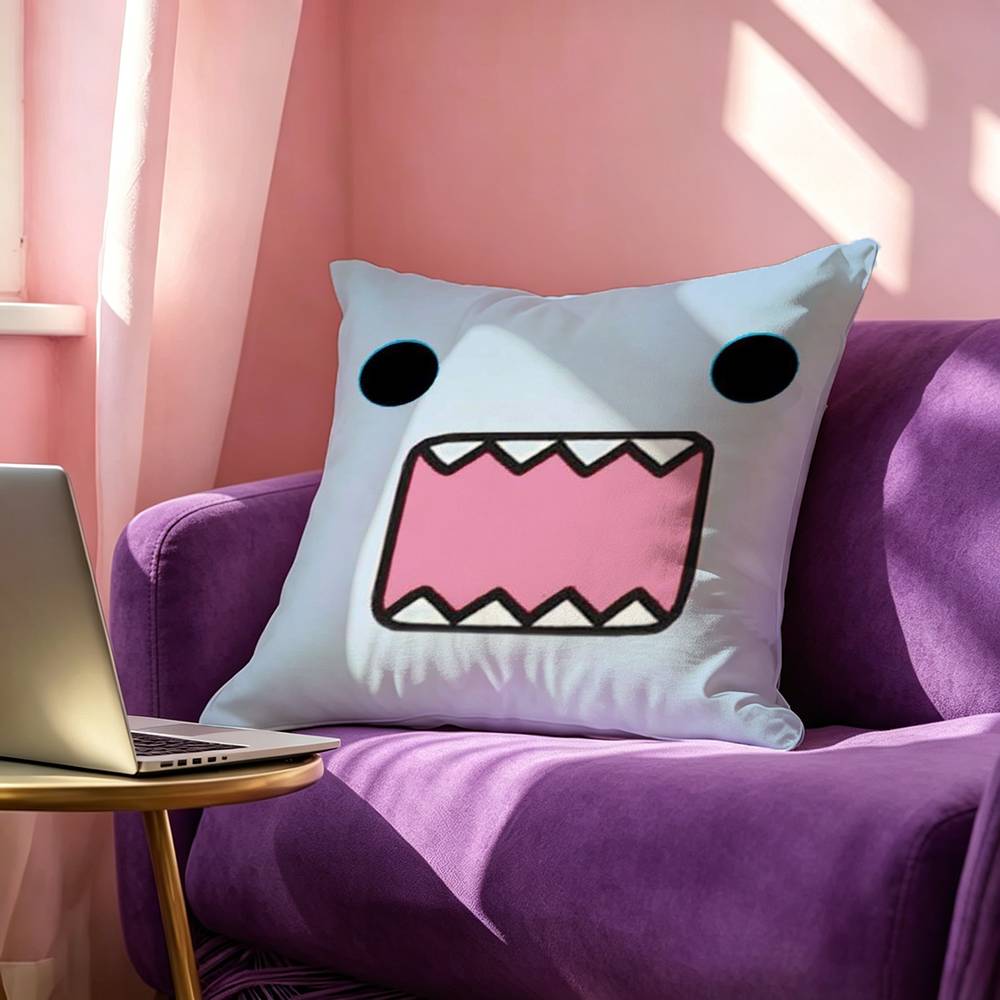Cute Domokun Pillow Case Square DoubleSided Sofa Cushion Cover Bedroom Bedside Pillow