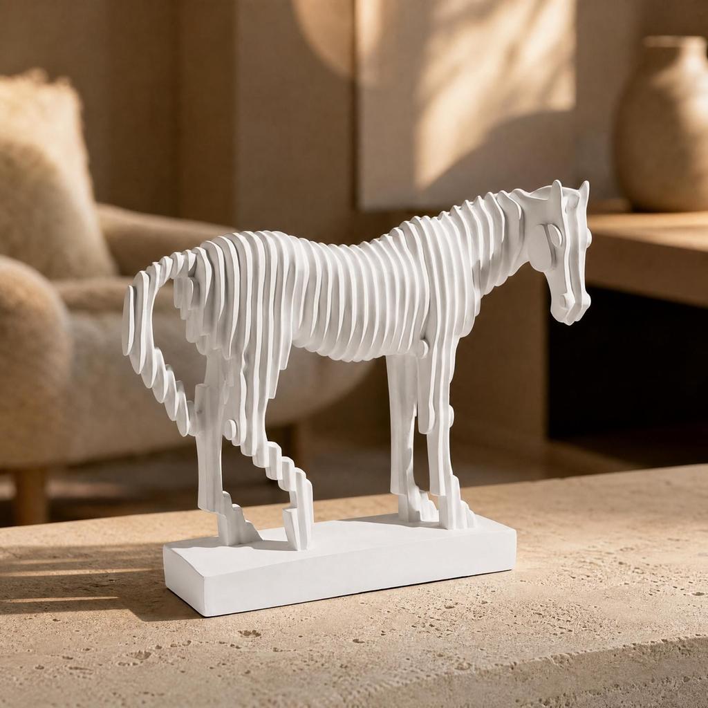 Layered Horse Figurine with Rectangular Base Lightweight for Entryway