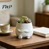 Pot de fleurs stable avec pieds Mini Mignon Pot de bureau Imprimé en 3D Visage Souriant Apaisant Pot de plante verte Créatif pour la maison