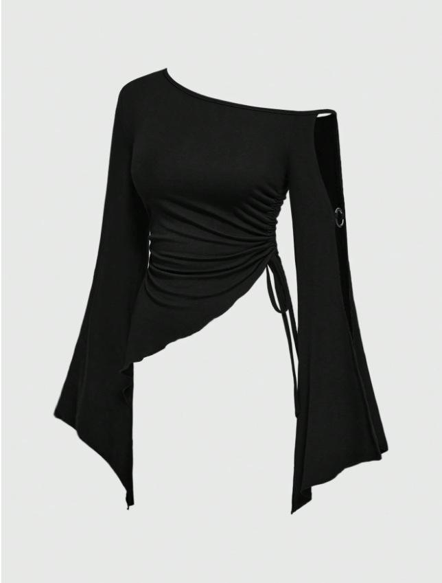 Elegant Asymmetrical Off-Shoulder Patchwork Women's Top - Autumn/Winter 2026 Collection