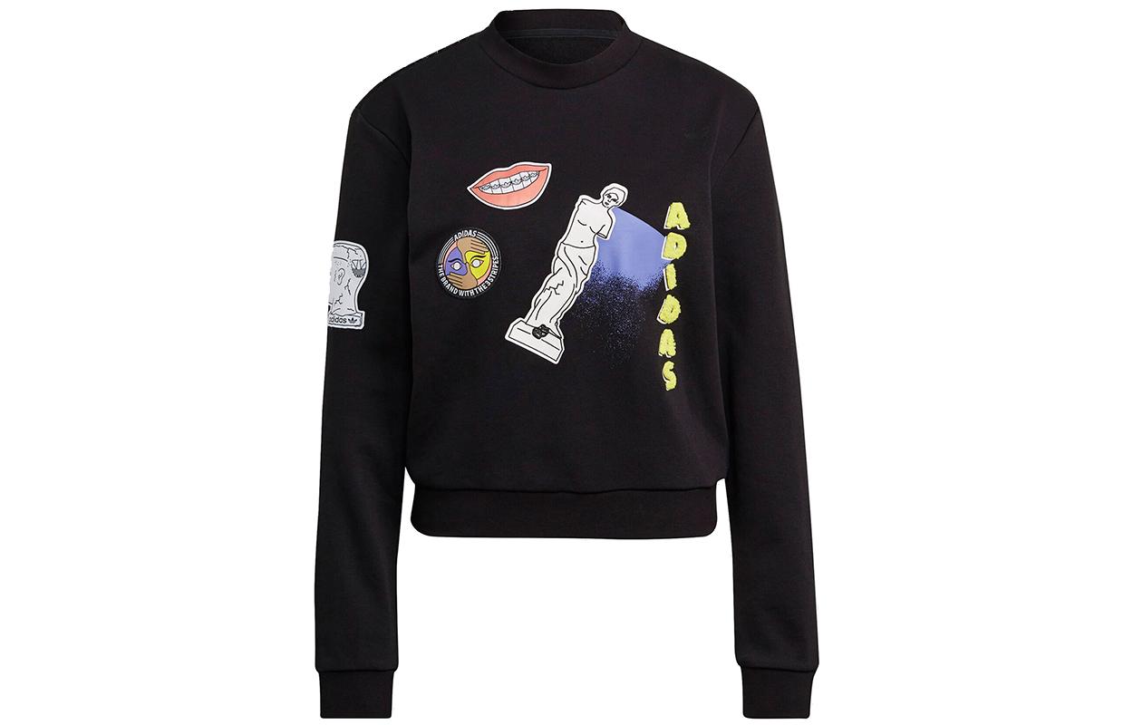 Adidas Originals Fakten Sweatshirt Sweatshirts Women s Black Crew Neck Moderate Other GN4376 30