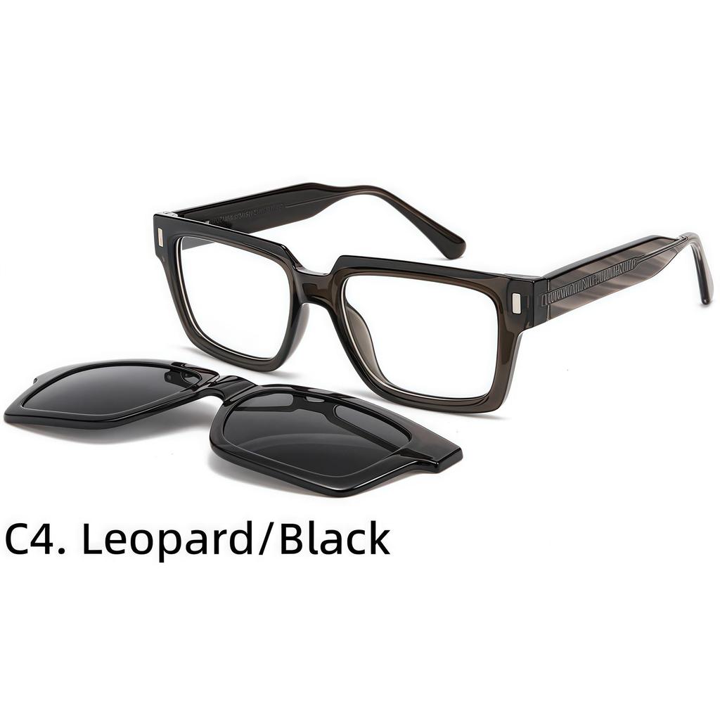 Polarized Men's Square Frame Sunglasses - European/American Style with Magnetic Cross-Border Design