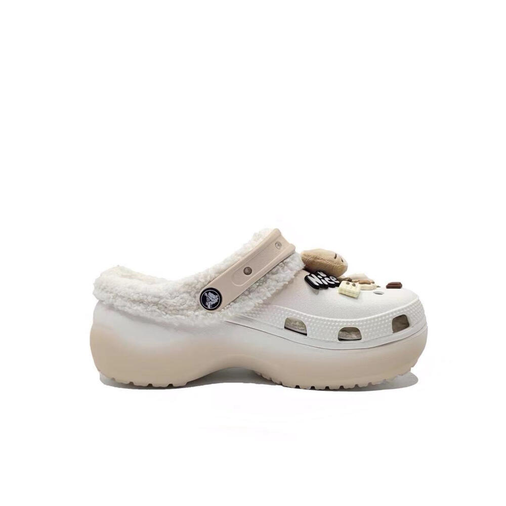 Crocs Classic Platform Clog Snow Melt Bean Paste MH Plan Casual Versatile Fashion Hole Shoes Women's Caramel Colour