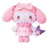 My Melody Plush Toy, Girly Pink, BIG, with Kuromi, Approx. 30cm