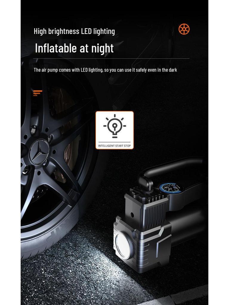 Portable 12V Dual Cylinder Car Tire Inflator with Light for Small Cars