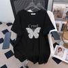 V-Neck Women's Plus Size Slimming Loose Mid-Length Belly Covering Short-Sleeve T-Shirt (200/300/350 Jin) 1047