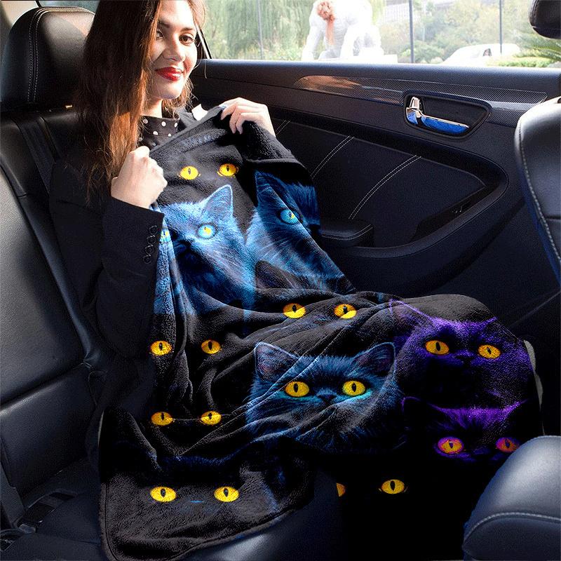 1pc Cat Printing Lightweight Flannel Blanket, Comfortable and Warm Blanket, for Camping Sofa Bed and Couch Office, In All Seasons
