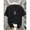 Men's Loose T-Shirt - Breathable Short-Sleeve Crew Neck, Simple Black Plaid Print