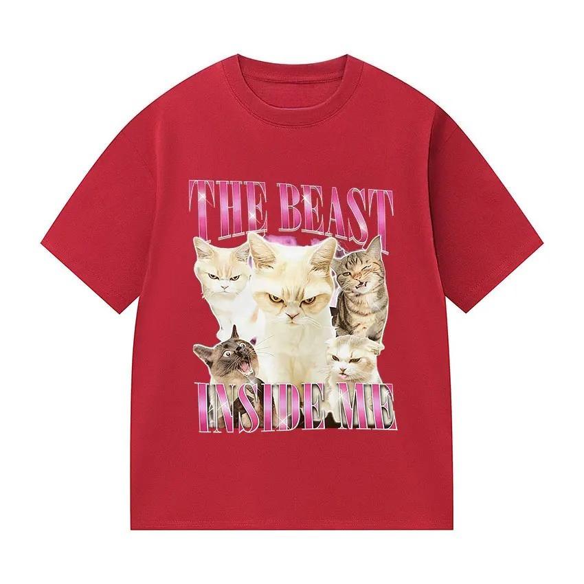 Beast Gifts Unique and Fun Cat Emoji TShirt Retro Harajuku Style Casual ShortSleeved TShirt Women Clothing Personality Y2K