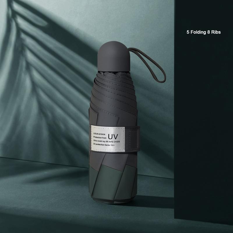 

Мини-зонт с 8 ребрами, ветрозащитный, защита от ультрафиолета, 5 складных зонтов, портативный дорожный дождевик, женский зонт, карманный детский