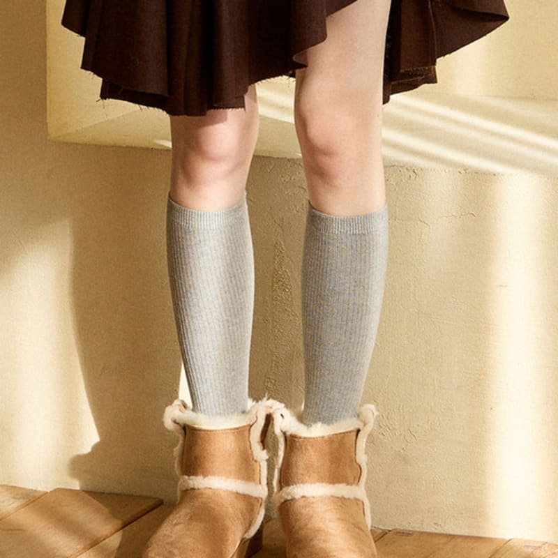 

розовый АНАНАС [2 ПАРЫ 1 КОМПЛЕКТ] ВЯЗАНЫЕ ГОЛЬФЫ ДО КОЛЕНА_СЕРЫЙ GREY_FREE