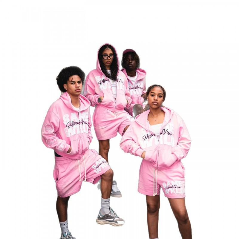 Oversized Hooded Zip-Up Sweatshirt Men Women Streetwear Hip Hop Style With 3D Embroidered Graphic Loose Fit Long Sleeve