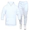 Men's Winter Solid Color Long-Sleeved Hooded Drawstring Sweatshirt And Sweatpants Suit