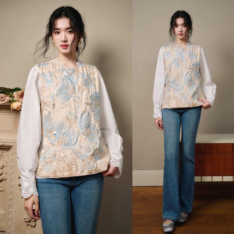 JK&JS New Chinese Style Oblique Placket Vest