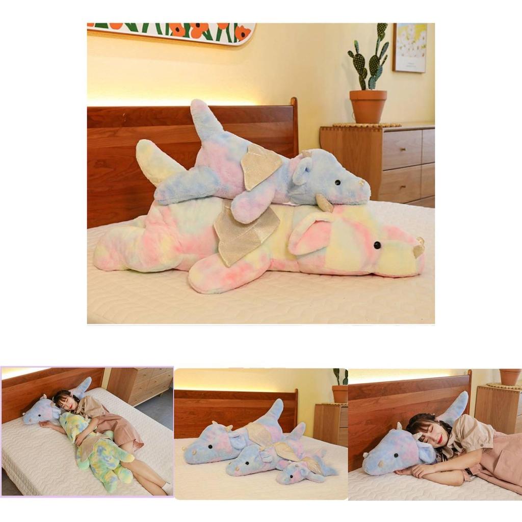 Colorful Small Dragon Plush Toy Pillow Tie-dye Dinosaur Doll Plushie Wholesale Gift