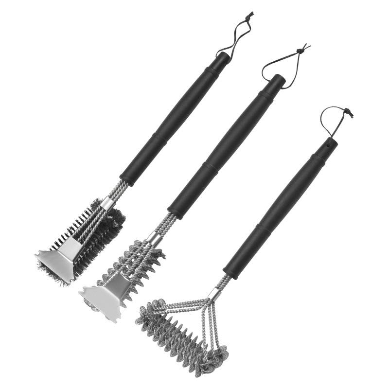 For Cast Iron Grates Outdoor Cooking Cleaning Tool With Grip Stainless Steel Spiral BBQ Grill Brush Rustproof Scrubber