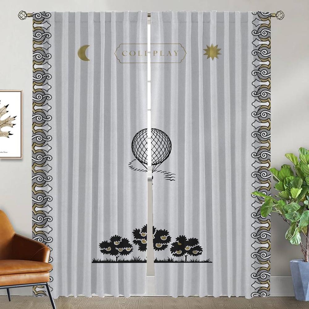Window Curtain for Room 2 Panel Rock-coldplays Blackout Curtains Home Interior Curtains Tulle for Bedroom Halloween Decoration