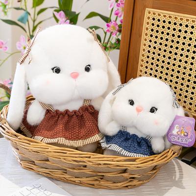 Brinquedo de pelúcia de coelhinho fofo, boneca coelhinha com vestido fofo, presente de atividade para crianças, meninos e meninas