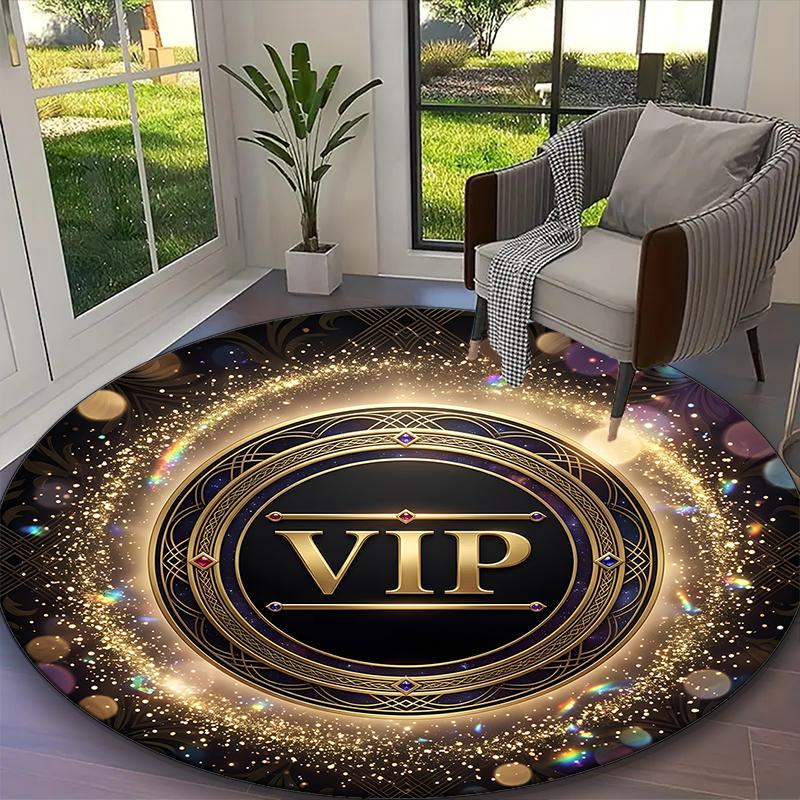 1pc Digital Printed Chair Rug for Home Office Use, VIP Carpet Appropriate for All Seasons, Soft Round Carpet