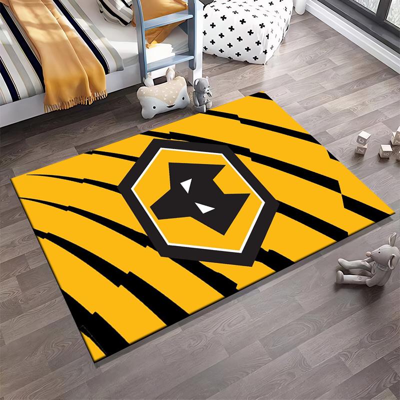 Bold Yellow Wolf Emblem Non-slip Rug Non-slip Rug Suitable for Living Room and Bedroom Sofas